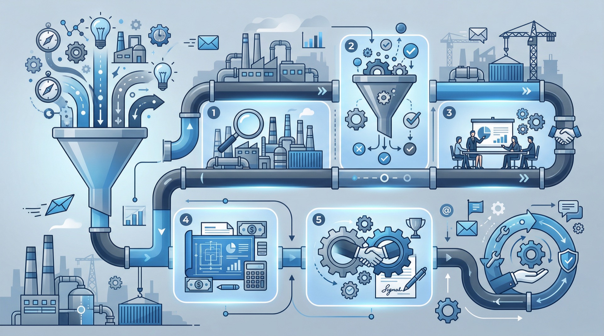 estrutura do funil de vendas no CRM para indústria B2B
